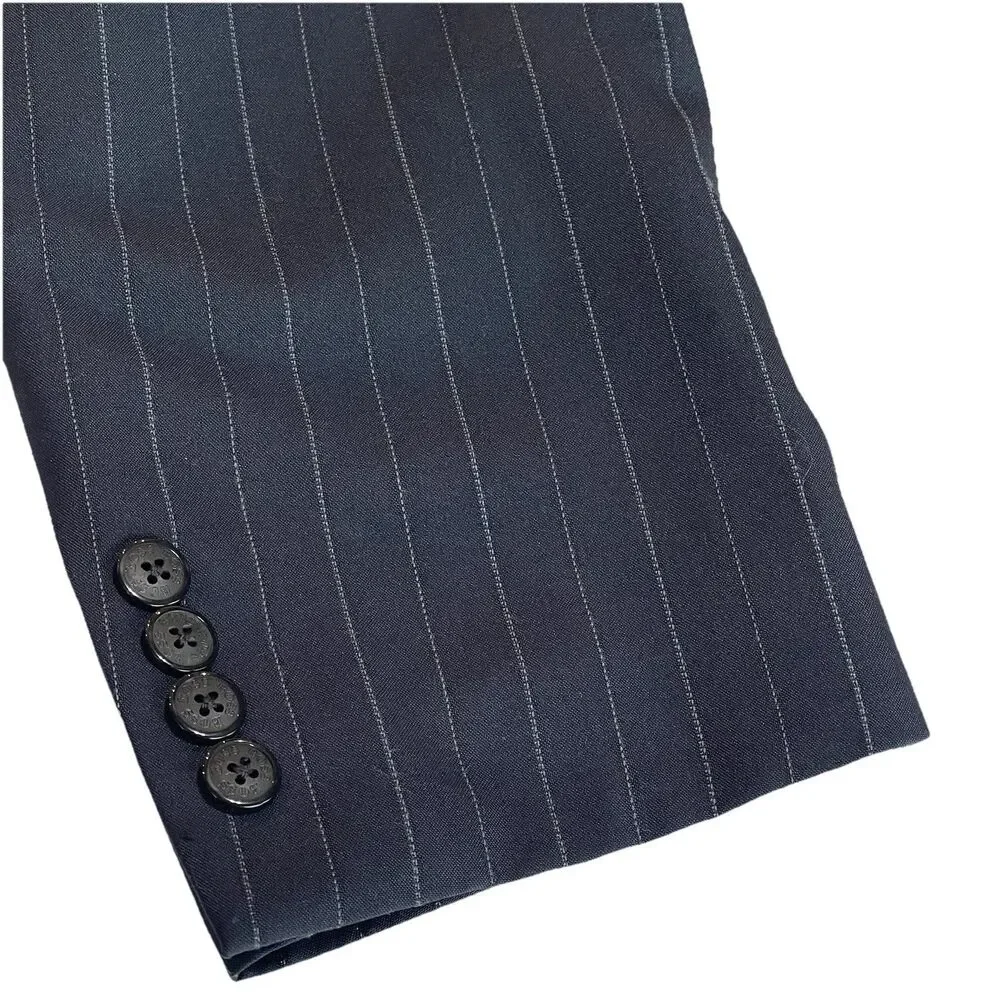Hugo Boss Super 150 Sz 52 Blazer Sport Coat Mens Navy Blue Pin Stripe Italy